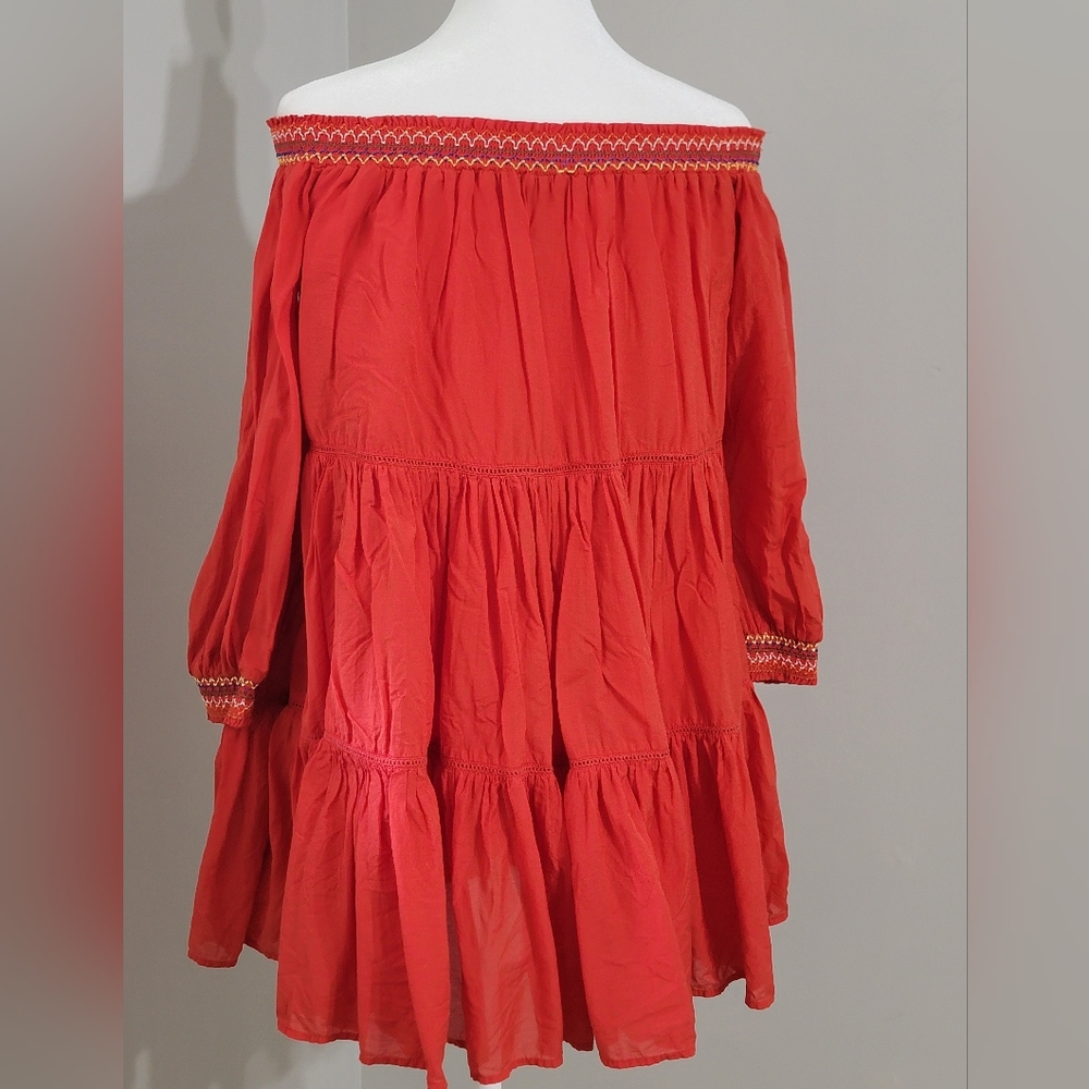 FREE PEOPLE Boho Sunbeams Mini Dress w/Embroidery Women's Size XS - Picture 4 of 11